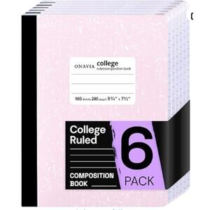 Composition Notebook College Ruled, 200 Pages (100 Sheets) -6 Pack Pink